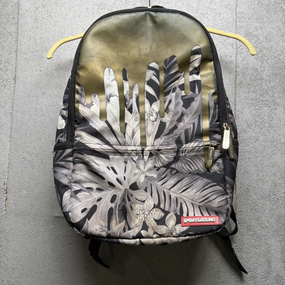 Sprayground Backpack Gold Drip Floral Limited Edition Streetwear Jungle Print‎
